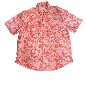 Ocean Coast Advantage Shirt Adult XL  Pink Fish Print Vented Button Down pockets